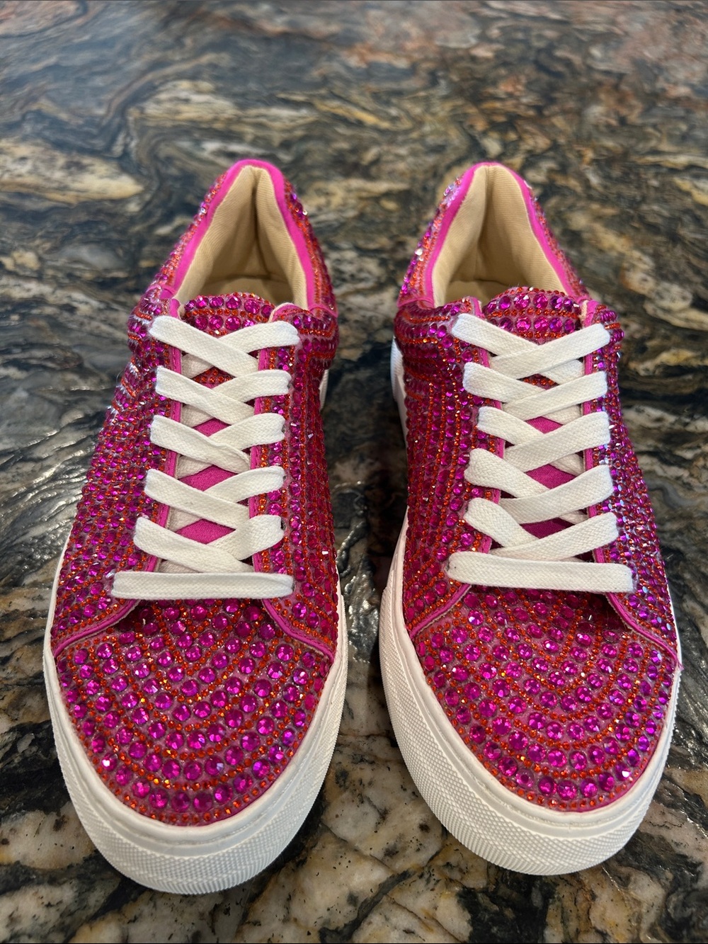 Betsey Johnson Sidny Platform Pink Rhinestone Sneakers size 8